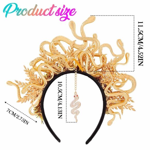 Medusa Headband Gold Snake Costume Hair Accessory for Women Halloween main image 5